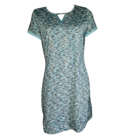 SOYBU Blue Space Dye Activewear Pullover Short Sleeve Dress Womens Size L Large - Picture 1 of 5